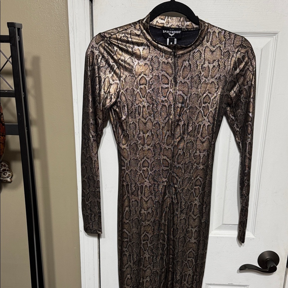 NWT SpiritHoods Snakeskin Jumpsuit - Brown and Black